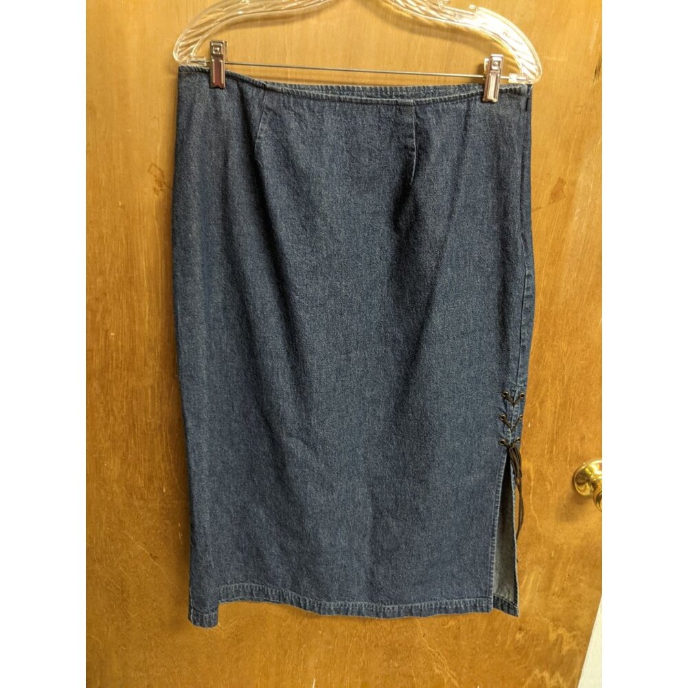 Westbound Petites Denim Jean Skirt Size 12P Western Modest Womens Straight Slit